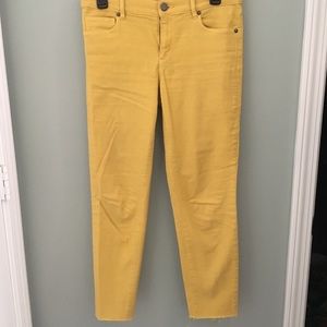 LOFT ankle length yellow pants w/ raw hem